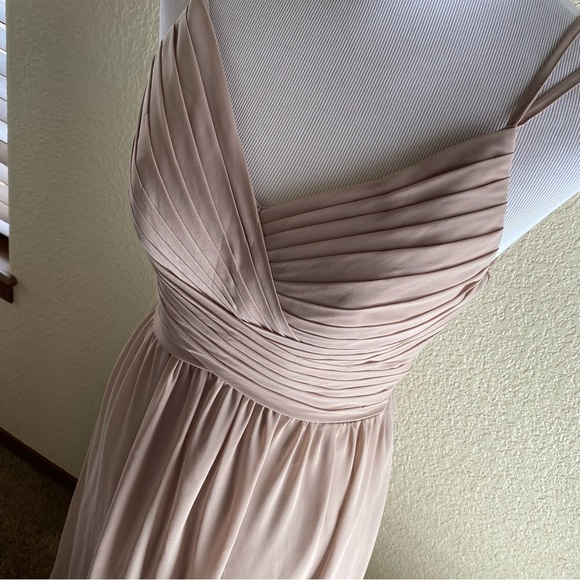 Azazie Bridesmaid Blake Dress Formal Prom Evening Gown Maxi Lace Blush Tan: 4 - Picture 2 of 13